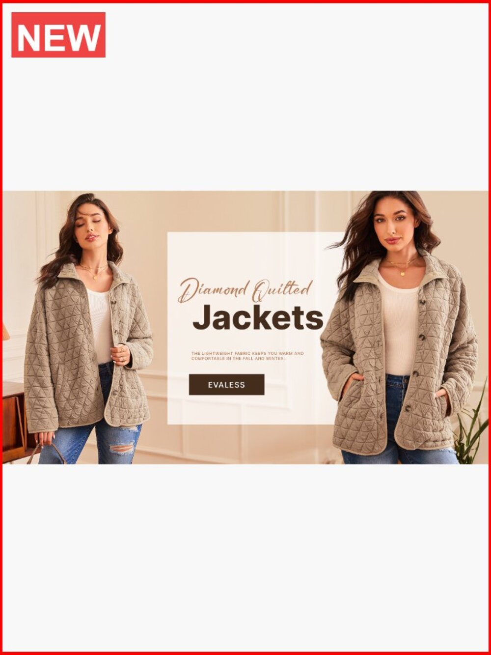 Lightweight Diamond Quilted Jacket Casual Winter Open Front Button Down Puffer - Picture 6 of 7
